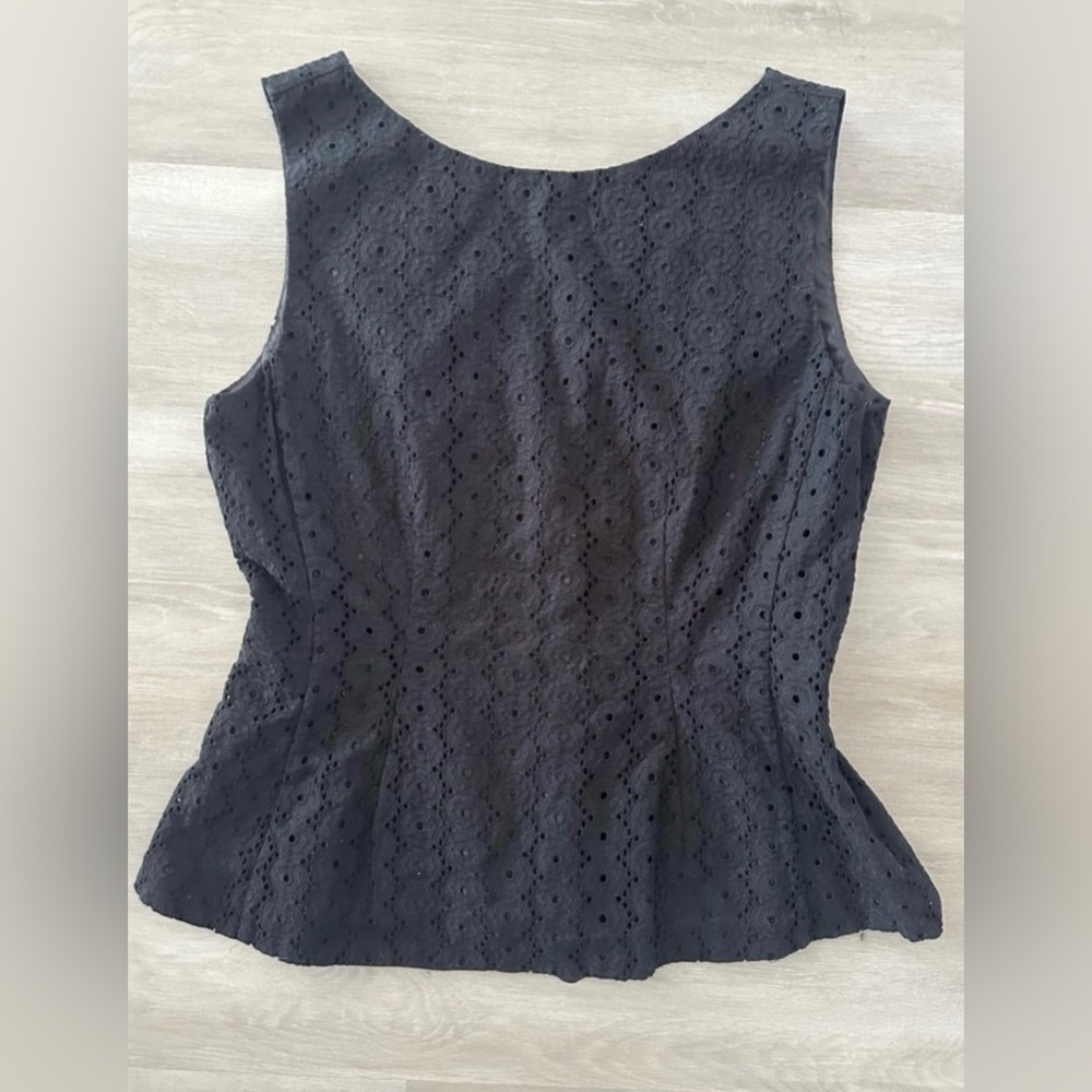 *KATE SPADE* TATIANA EYELET PEPLUM TOP* BLACK SIZE MEDIUM*